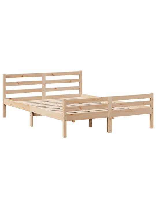 Rám postele s čelem bílý 140 x 200 cm masivní borové dřevo