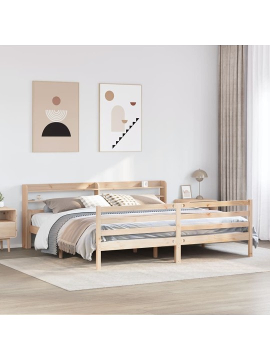 Rám postele s čelem 200 x 200 cm masivní borové dřevo