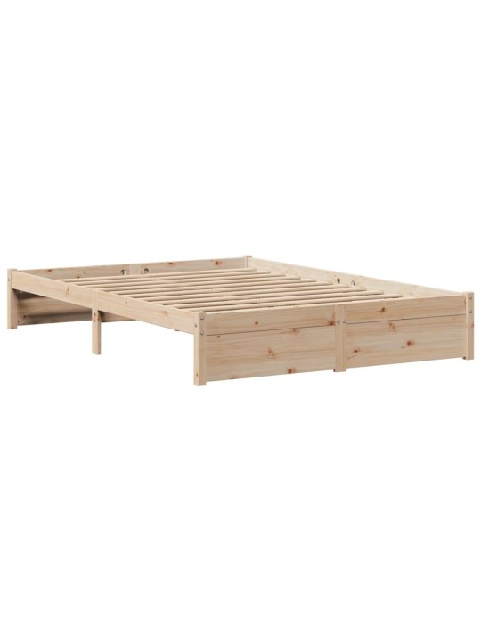 Rám postele s čelem bílý 140 x 200 cm masivní borové dřevo