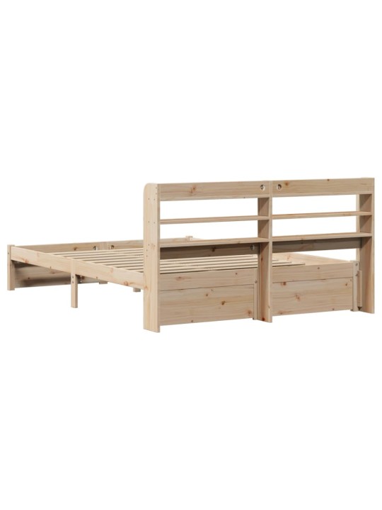 Rám postele s čelem bílý 140 x 200 cm masivní borové dřevo