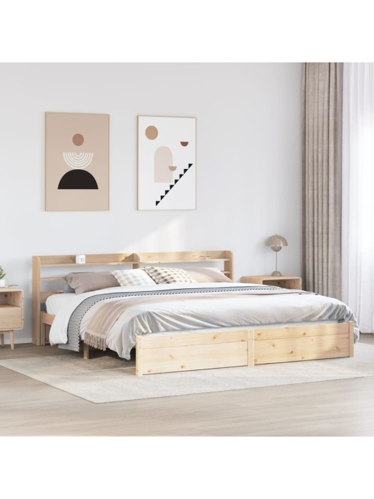 Rám postele s čelem 200 x 200 cm masivní borové dřevo