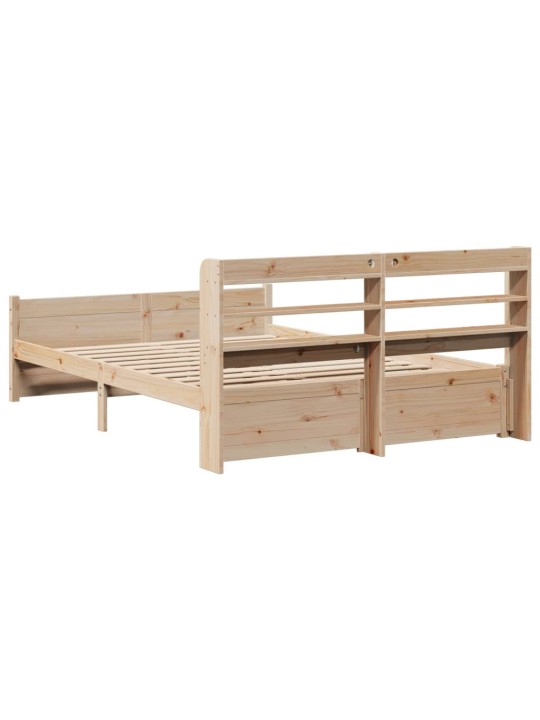 Rám postele s čelem bílý 140 x 200 cm masivní borové dřevo