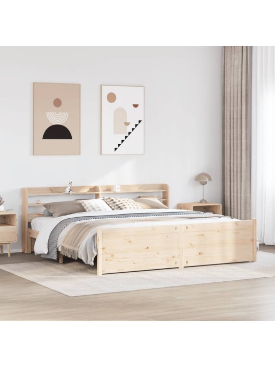Rám postele s čelem 200 x 200 cm masivní borové dřevo