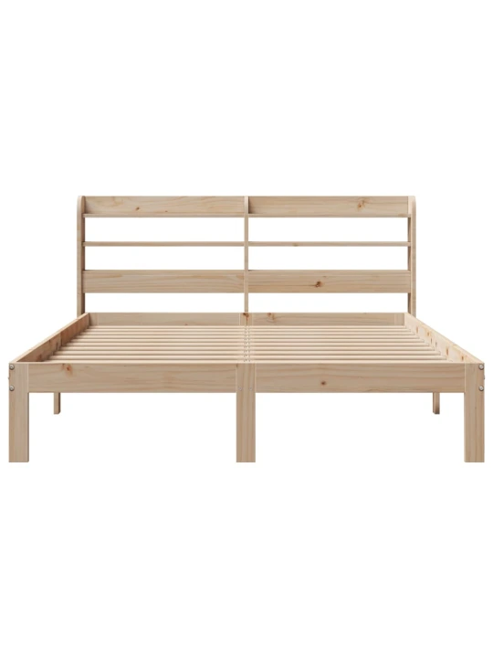 Rám postele s čelem bílý 140 x 200 cm masivní borové dřevo