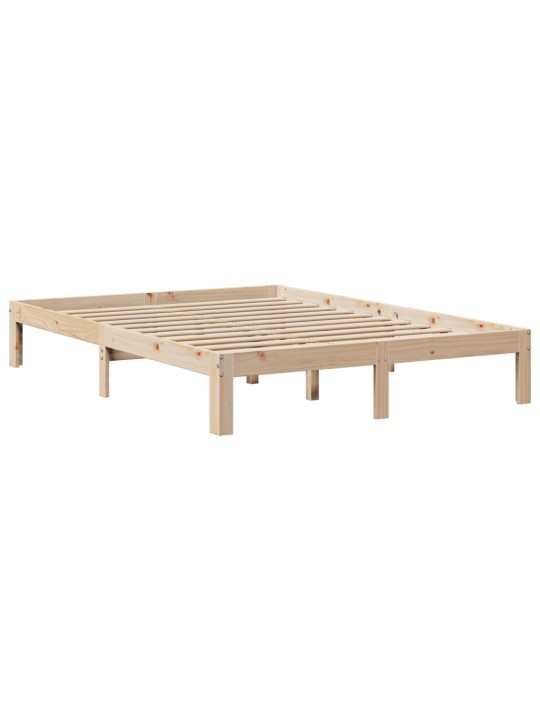 Rám postele s čelem bílý 140 x 200 cm masivní borové dřevo