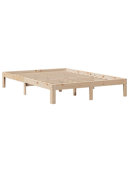 Rám postele s čelem bílý 140 x 200 cm masivní borové dřevo
