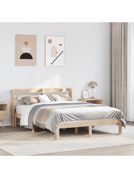 Rám postele s čelem bílý 140 x 200 cm masivní borové dřevo