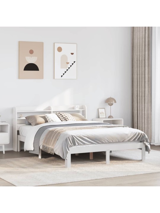Rám postele s čelem bílý 150x200 cm masivní borovice