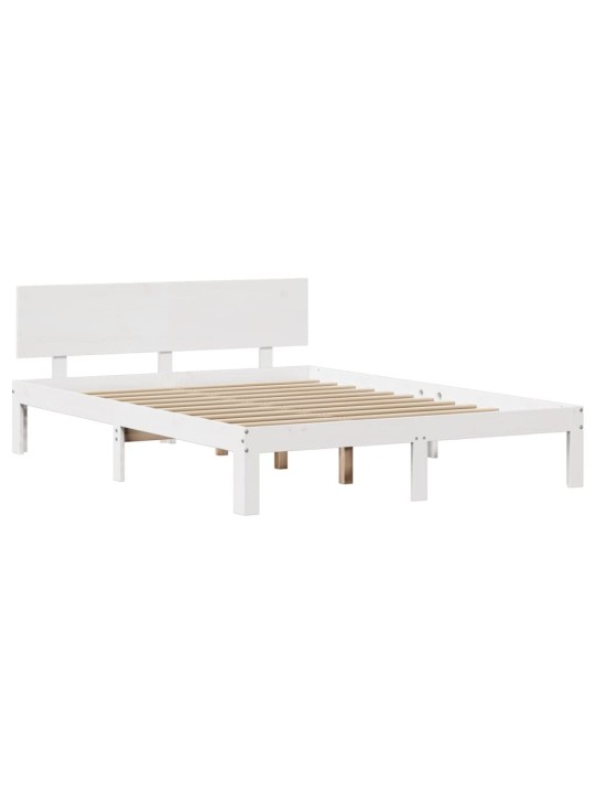 Rám postele s čelem bílý 135 x 190 cm masivní borovice