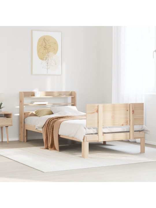 Rám postele s čelem 100 x 200 cm masivní borové dřevo