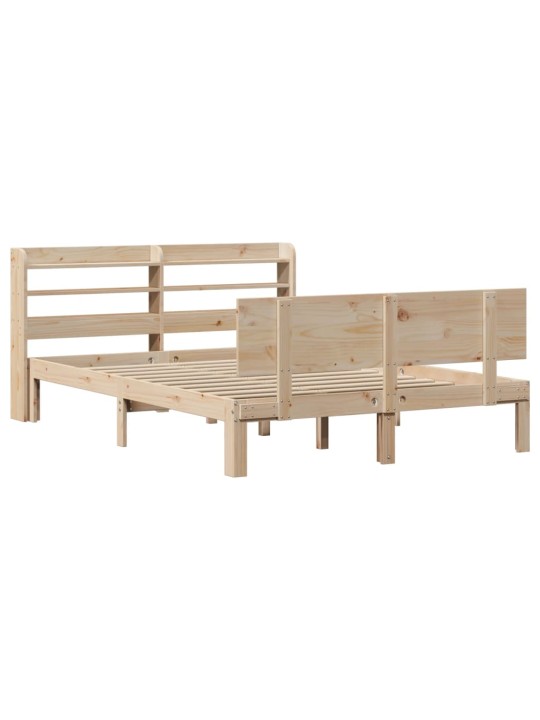 Rám postele s čelem bílý 140 x 200 cm masivní borové dřevo