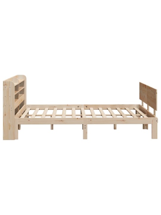 Rám postele s čelem bílý 140 x 200 cm masivní borové dřevo