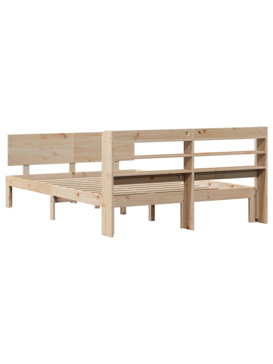 Rám postele s čelem bílý 140 x 200 cm masivní borové dřevo