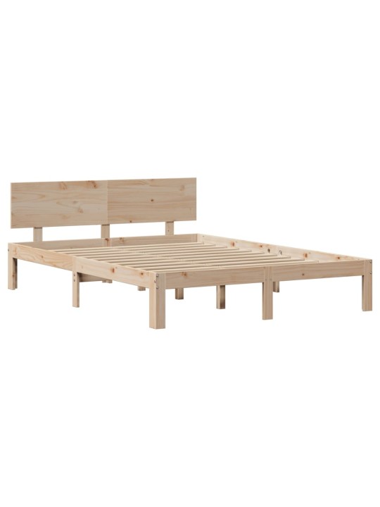 Rám postele s čelem bílý 140 x 200 cm masivní borové dřevo