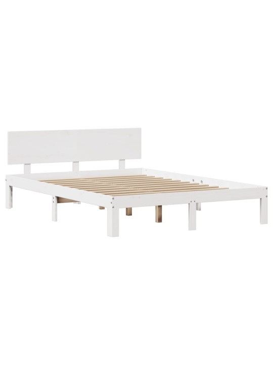 Rám postele s čelem bílý 150x200 cm masivní borovice