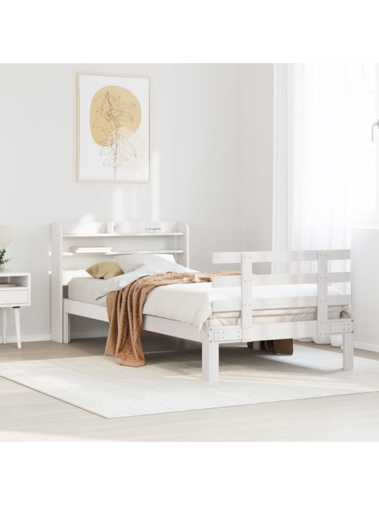 Rám postele s čelem bílý 75 x 190 cm masivní borovice