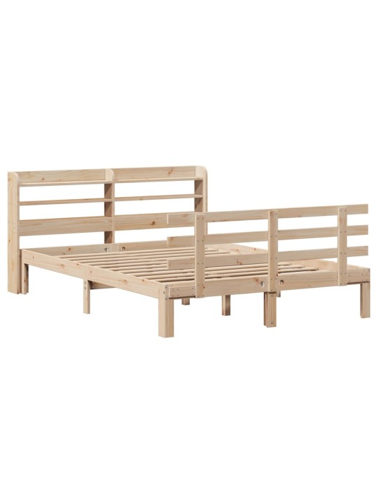 Rám postele s čelem bílý 140 x 200 cm masivní borové dřevo
