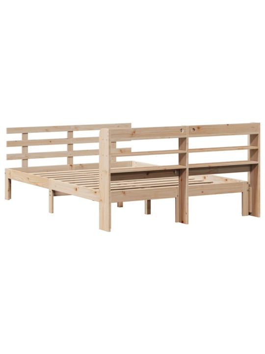 Rám postele s čelem bílý 140 x 200 cm masivní borové dřevo