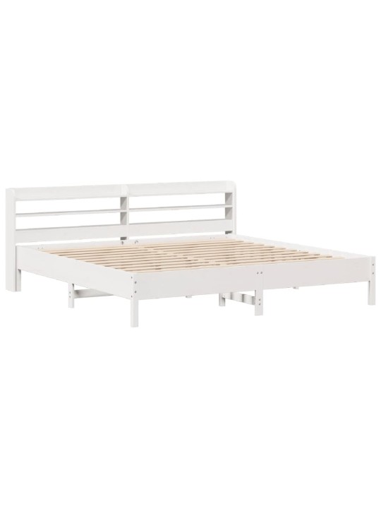 Postel bez matrace bílá 200 x 200 cm masivní borovice
