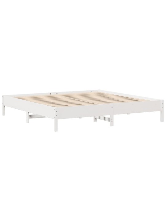 Postel bez matrace bílá 200 x 200 cm masivní borovice