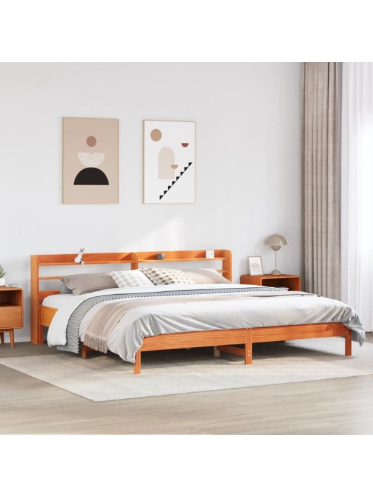 Postel bez matrace voskově hnědá 180 x 200 cm masivní borovice