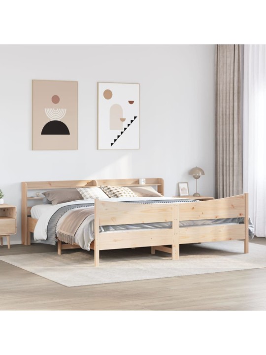 Rám postele s čelem 200 x 200 cm masivní borové dřevo