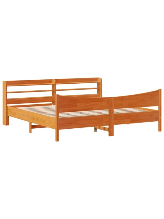 Rám postele s čelem voskově hnědý 200x200 cm masivní borovice
