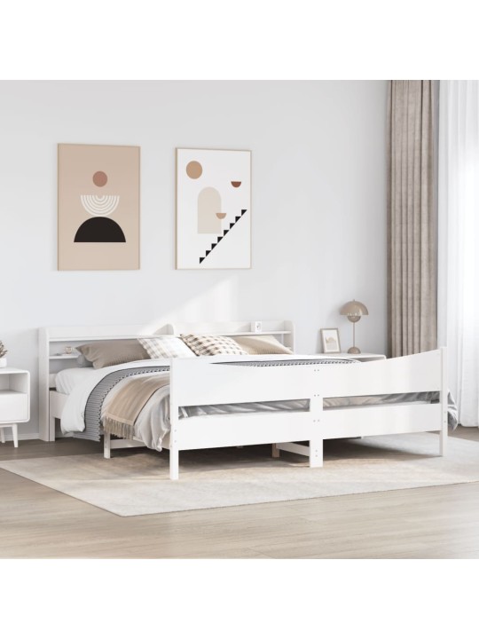 Rám postele s čelem bílý 180 x 200 cm masivní borovice
