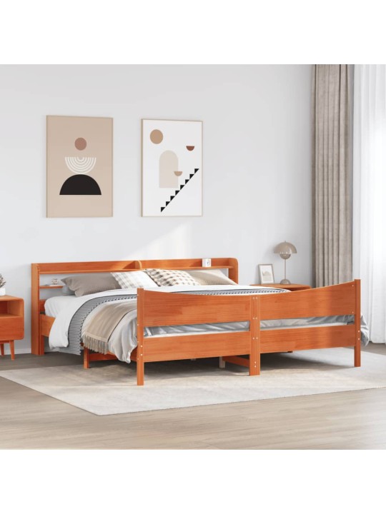 Rám postele s čelem voskově hnědý 180x200 cm masivní borovice