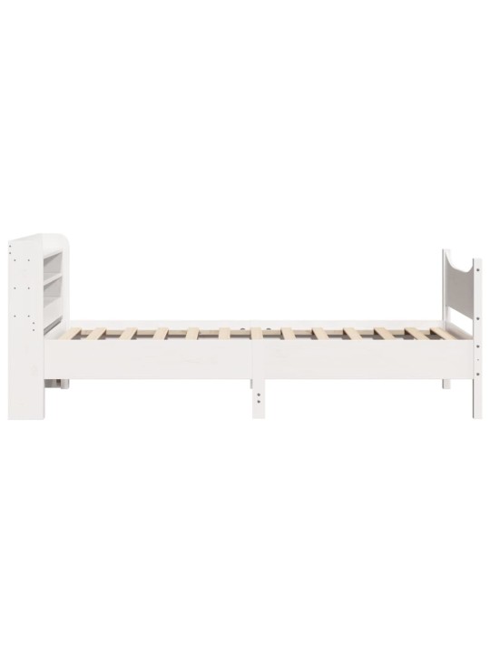 Rám postele s čelem bílý 100 x 200 cm masivní borové dřevo