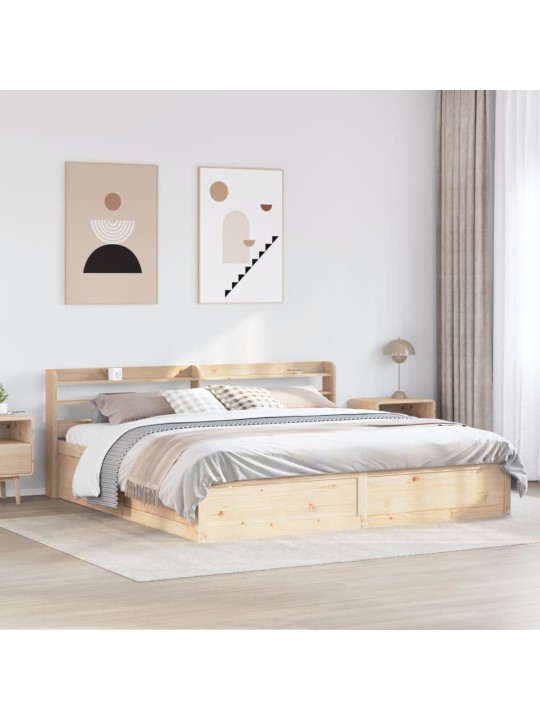 Rám postele s čelem 200 x 200 cm masivní borové dřevo