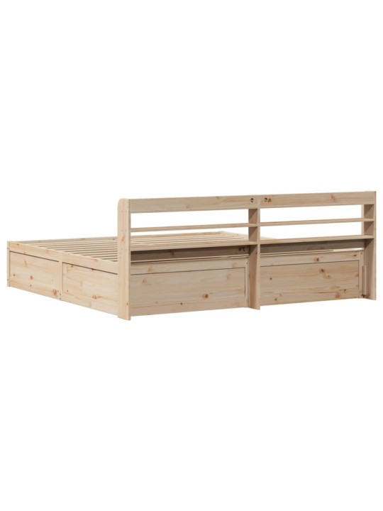 Rám postele s čelem 200 x 200 cm masivní borové dřevo