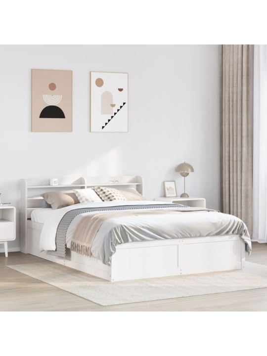 Rám postele s čelem bílý 160 x 200 cm masivní borové dřevo