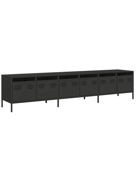 Tv skříňka černá 202x39x43,5 cm ocel válcovaná za studena