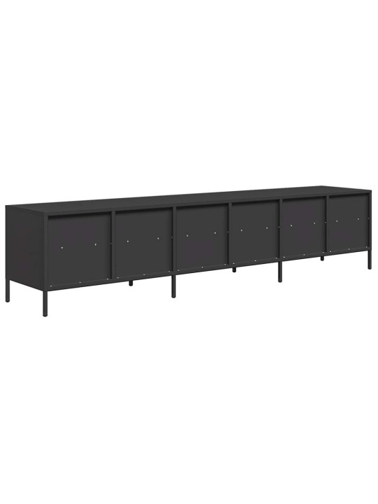 Tv skříňka černá 202x39x43,5 cm ocel válcovaná za studena