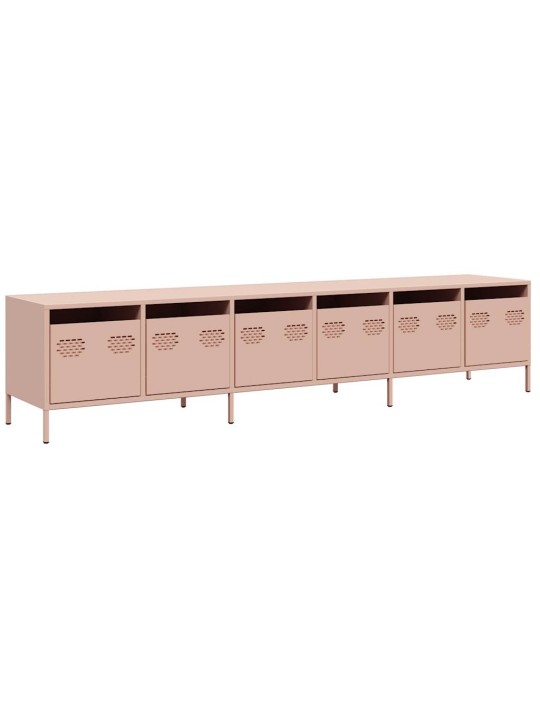 Tv skříňka růžová 202 x 39 x 43,5 cm ocel válcovaná za studena