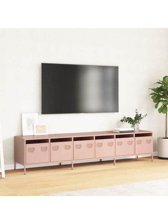 Tv skříňka růžová 202 x 39 x 43,5 cm ocel válcovaná za studena