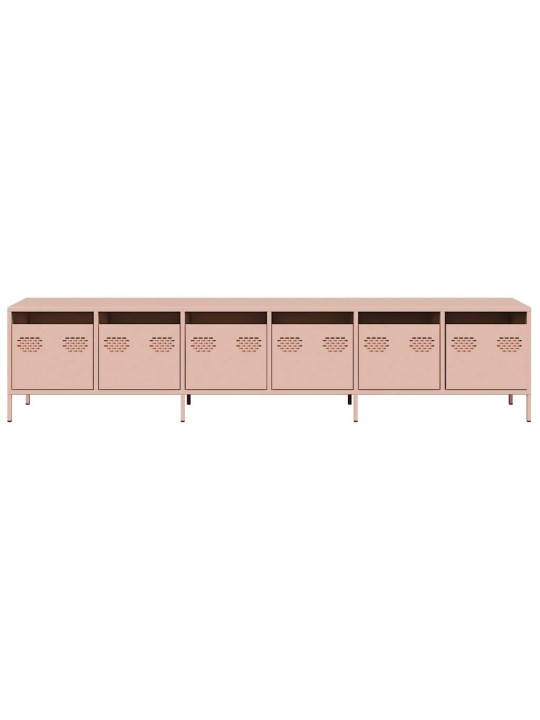 Tv skříňka růžová 202 x 39 x 43,5 cm ocel válcovaná za studena