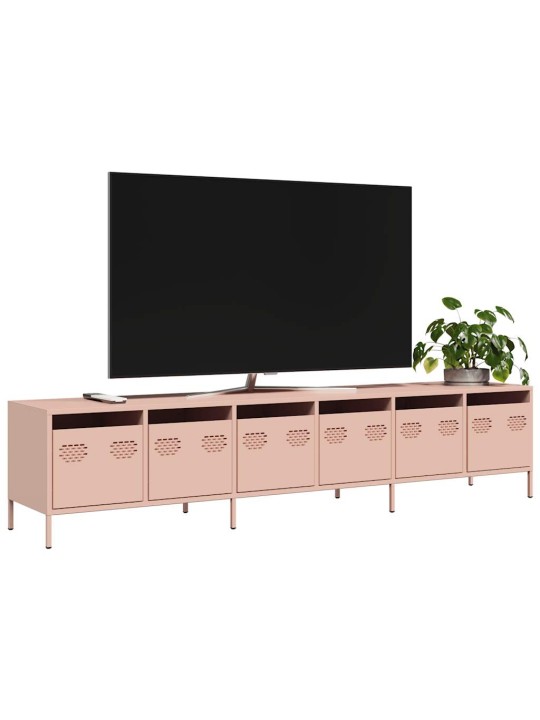 Tv skříňka růžová 202 x 39 x 43,5 cm ocel válcovaná za studena