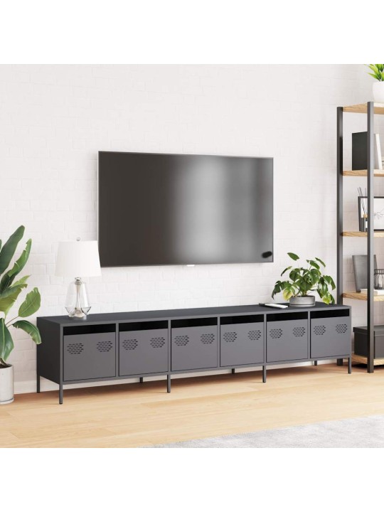 Tv skříňka antracitová 202x39x43,5 cm ocel válcovaná za studena