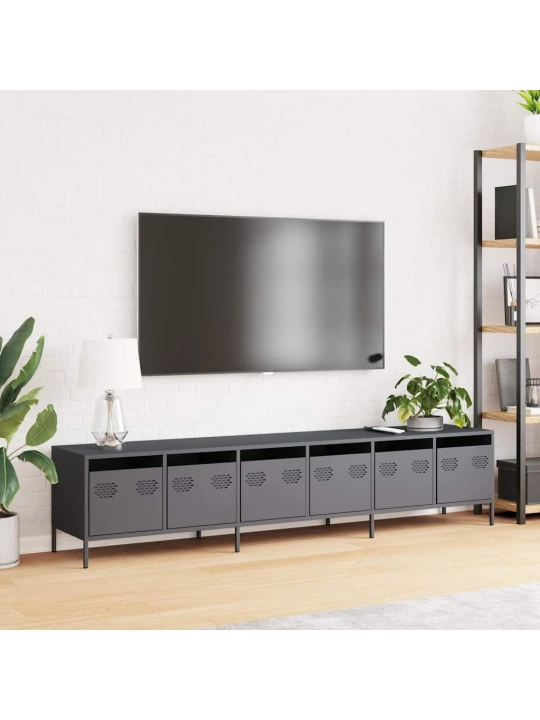 Tv skříňka antracitová 202x39x43,5 cm ocel válcovaná za studena
