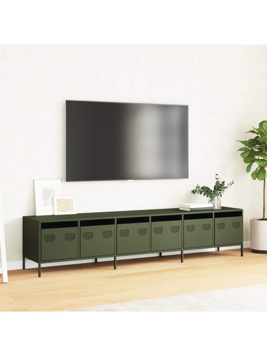 Tv skříňka olivová 202 x 39 x 43,5 cm ocel válcovaná za studena