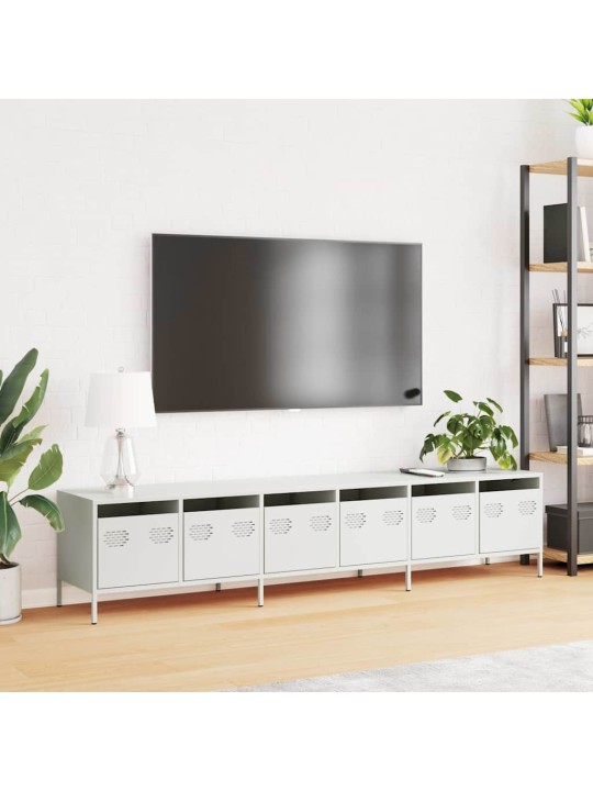 Tv skříňka bílá 202 x 39 x 43,5 cm ocel válcovaná za studena