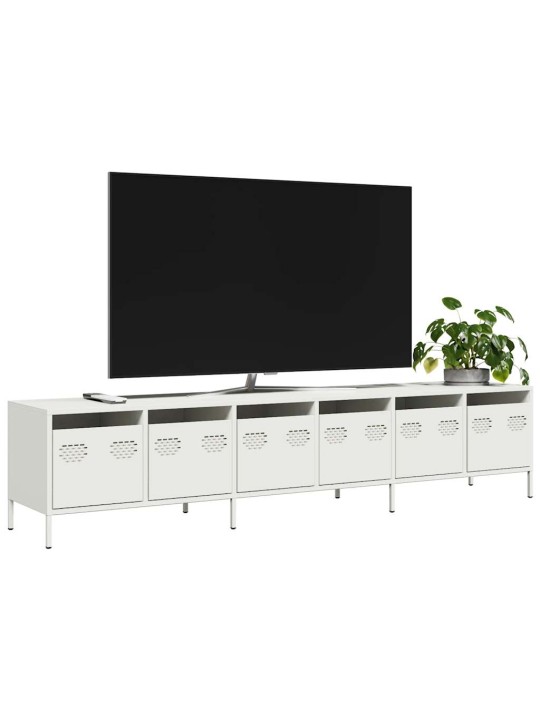 Tv skříňka bílá 202 x 39 x 43,5 cm ocel válcovaná za studena