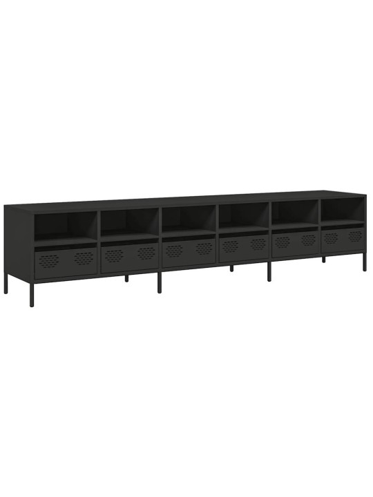 Tv skříňka černá 202x39x43,5 cm ocel válcovaná za studena