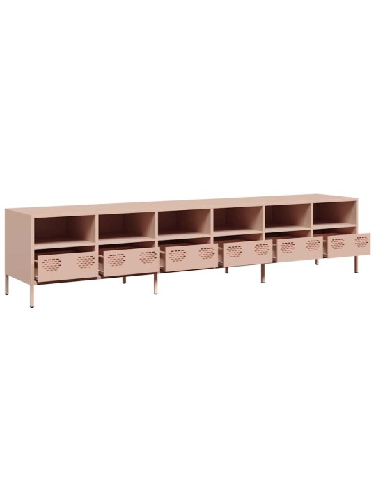 Tv skříňka růžová 202 x 39 x 43,5 cm ocel válcovaná za studena