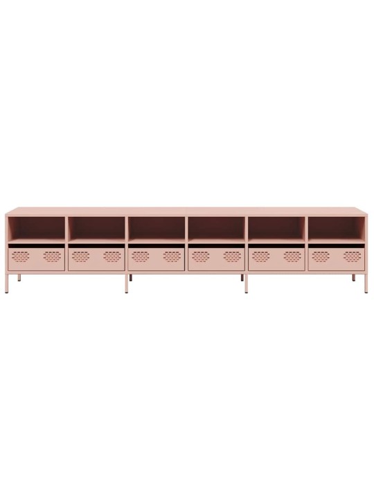 Tv skříňka růžová 202 x 39 x 43,5 cm ocel válcovaná za studena