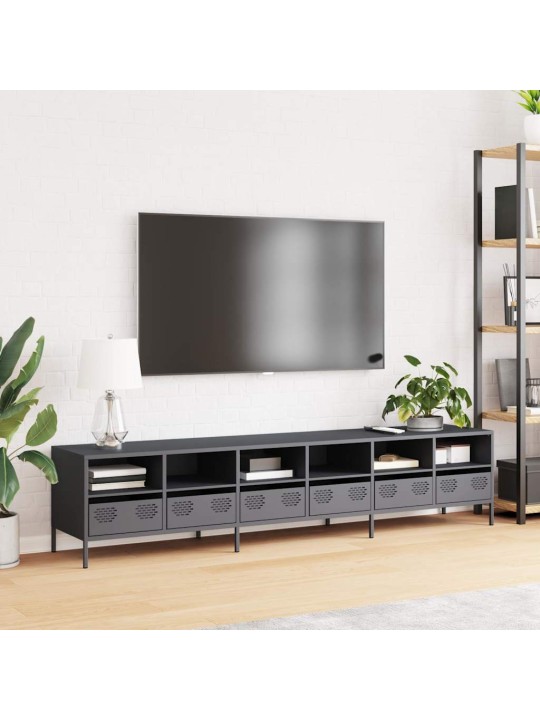 Tv skříňka antracitová 202x39x43,5 cm ocel válcovaná za studena