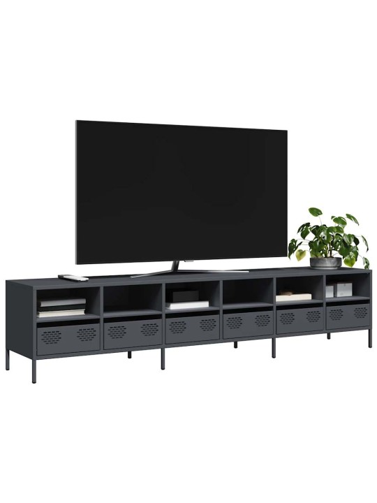 Tv skříňka antracitová 202x39x43,5 cm ocel válcovaná za studena