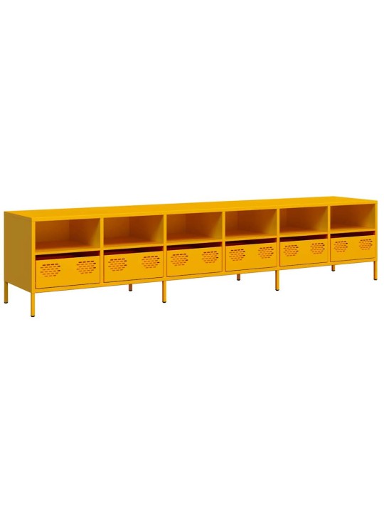 Tv skříňka žlutá 202 x 39 x 43,5 cm ocel válcovaná za studena